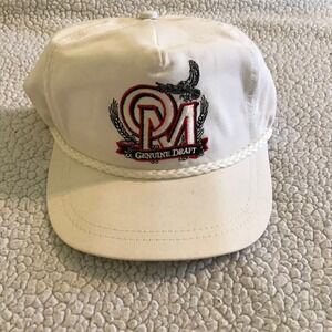 Vintage Miller Genuine Draft Hat White Rope Leather Strapback Nomad Made in USA